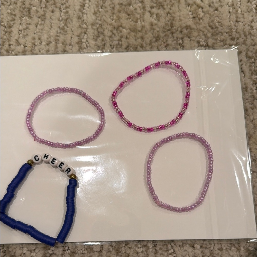 Beaded Stretch Bracelet Set — Pink & Blue